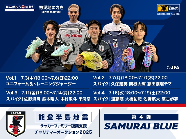 令和6年能登半島地震復興支援活動　サッカーファミリー復興支援チャリティーオークション　2025年第4弾を7月3日(木)より開始
